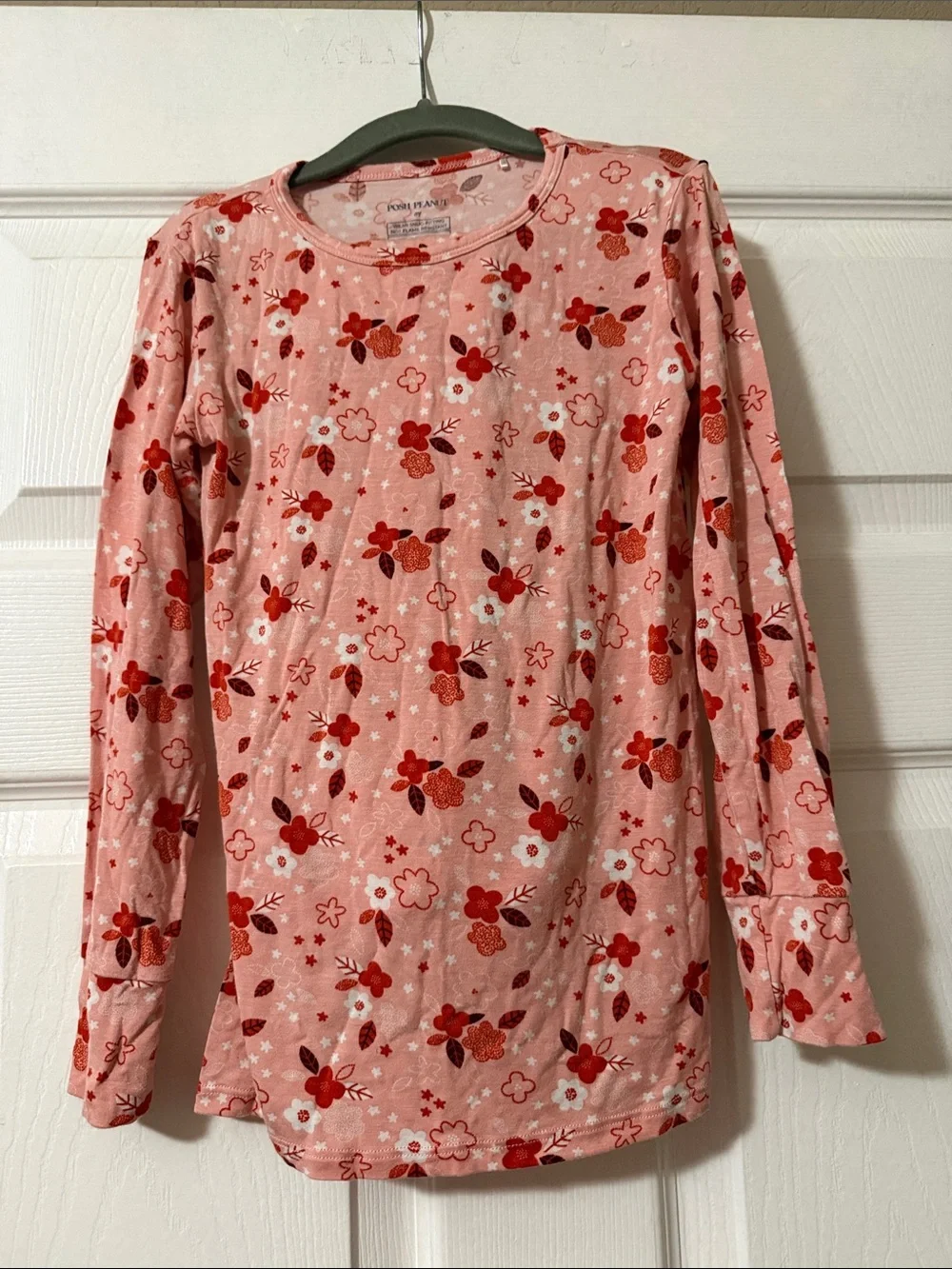 Posh Peanut Pink Floral Leggings with Red & Dark Pink Flowers